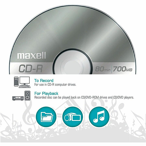 Maxell CD-R700 CD Recordable Media - CD-R - 48x - 700 MB - 25 Pack - Light Green 120mm - 1.33 Hour Maximum Recording Time (648445)