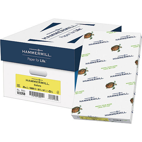Hammermill Colors Recycled Copy Paper - Canary Legal - 8 1/2" x 14" - 20 lb Basis Weight - Sustainable Forestry Initiative (SFI) - Jam-free - Canary - 500 / Ream (103358)