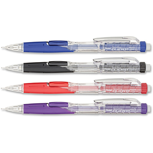 Pentel .5mm Twist Erase Click Mechanical Pencils 0.5 mm Lead - #2 - Refillable - Transparent Barrel - 1 / Pack (PD275TLEBP)