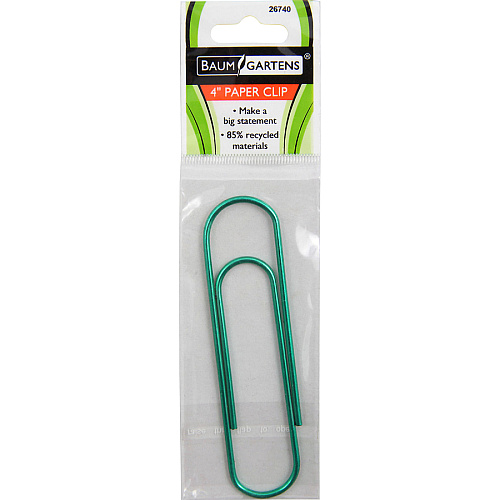 Baumgartens Jumbo Metallic Paper Clips Giant, Large - 4" Length x 1" Width - for Home, Classroom, Office, Paper, Card, Bookmark, Backpack, File - Assorted, Gold, Blue, Turquoise, Purple - Metal - 1 Each (26740)