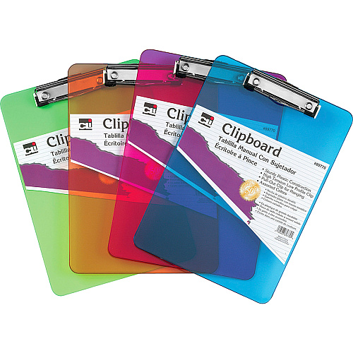 CLI Rubber Grip Plastic Clipboards 8 1/2" x 11" Sheet Size - Plastic - Neon Blue - 1 Each (89715)