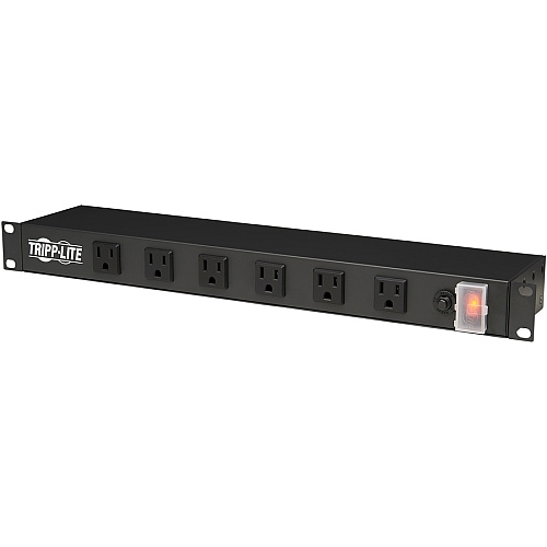 Tripp Lite by Eaton 1U Rack-Mount Power Strip, 120V, 15A, 5-15P, 12 Right-Angle 5-15R Outlets (6 Front-Facing, 6 Rear-Facing), 15 ft. (4.57 m) Cord NEMA 5-15P - 12 x NEMA 5-15R - 15 ft Cord - 15 A Current - 120 V AC Voltage - Rack-mountable - B (RS1215RA)