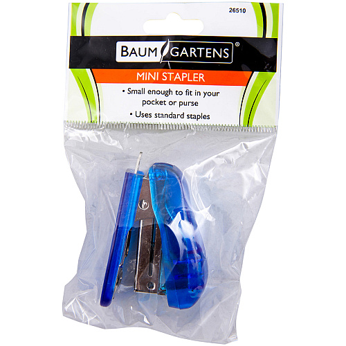 Baumgartens Translucent Plastic Mini Staplers Holds Upto 65 Staple - Mini - Assorted - Plastic - 1 Each (26510)