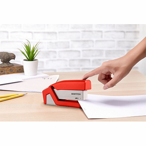 Bostitch InJoy Spring-Powered Antimicrobial Compact Stapler Staples Upto 20 Sheet - Holds Upto 105 Staple - Half Strip - Staple Size: 0.25" - Assorted - 1 Each (1558)