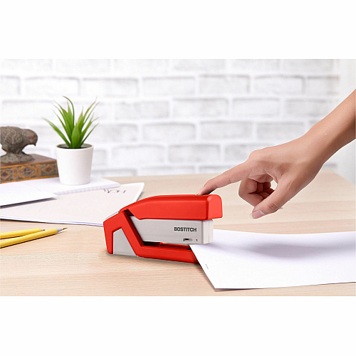 Bostitch InJoy Spring-Powered Antimicrobial Compact Stapler Staples Upto 20 Sheet - Holds Upto 105 Staple - Half Strip - Staple Size: 0.25" - Assorted - 1 Each (1558)