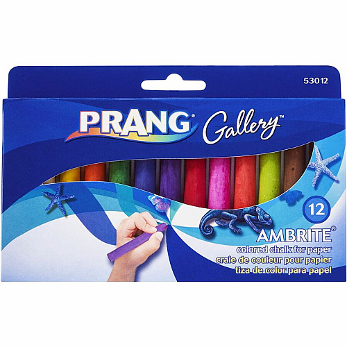 Prang Gallery Ambrite Colored Chalk 3.2" Length x 0.4" Diameter - Assorted - Non-toxic - 12 / Box (53012)