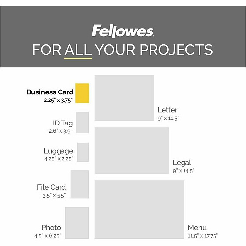 Fellowes Business Card Glossy Laminating Pouches Sheet Size Supported: Business Card - Laminating Pouch/Sheet Size: 3.75" Width x 7 mil Thickness - Type G - Glossy - for Document, Business Card - Durable - Clear - 100 / Pack (52059)