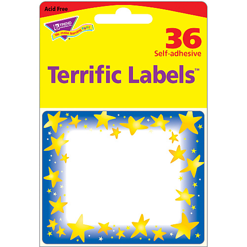 Trend Star Bright Self-adhesive Name Tags 3" Length x 2.50" Width - Rectangular - Assorted - 36 / Pack (T68022)