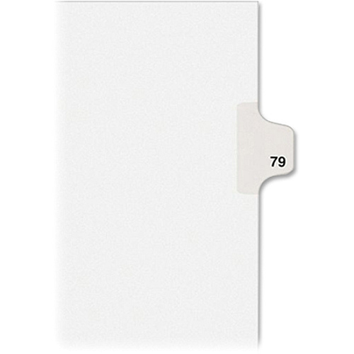Kleer-Fax Numeric Laminated Tab Index Dividers Printed Tab(s) - Digit - 79 - 25 Tab(s)/Set - 8.5" Divider Width x 11" Divider Length - Letter - White Divider - 100% Recycled - Unpunched, Laminated Tab - 25 / Pack (91079)