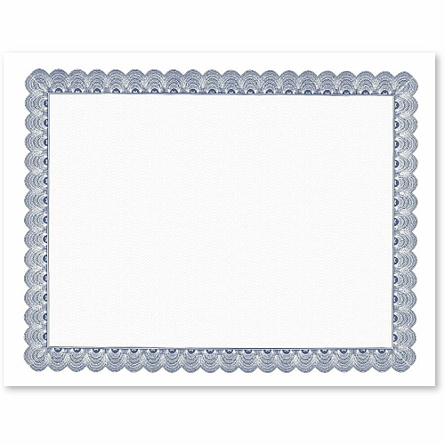 FranklinCovey Geographics Conventional Blue Certificate 24 lb Basis Weight - 11" Width x 8.5" Length - Inkjet, Laser Compatible - Blue with White Border - Parchment Paper - 50 / Pack (20008)