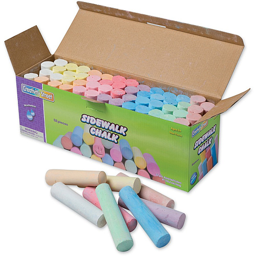 Creativity Street Sidewalk Chalk 4" Length x 1" Diameter - Tan, Pink, Teal, Lime, Gray, White, Purple, Orange, Dark Blue, Light Blue, Dark Yellow, ... - Non-toxic, Washable - 52 / Box (1752)