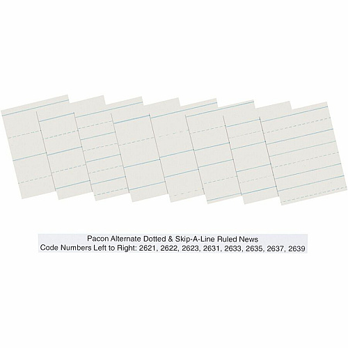 Pacon Alternate Dotted Ruled Newsprint - Letter 500 Sheets - 0.50" Ruled - 30 lb Basis Weight - Letter - 11" x 8 1/2" Sheet Size - White Paper - 500 / Ream (2623)