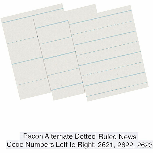 Pacon Alternate Dotted Ruled Newsprint - Letter 500 Sheets - 0.50" Ruled - 30 lb Basis Weight - Letter - 11" x 8 1/2" Sheet Size - White Paper - 500 / Ream (2623)