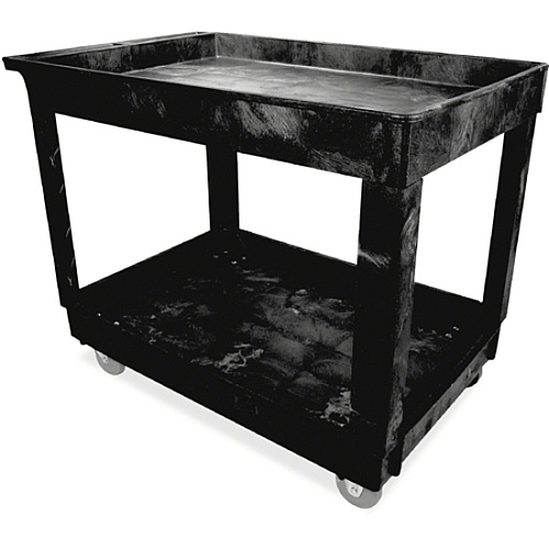 Rubbermaid Commercial 4" Casters 2-shelf Utility Cart 2 Shelf - Push Handle Handle - 4" Caster Size - Foam - 40.25" Length x 25.63" Width x 32.50" Height - Black - 1 Each (9T6700BLA)