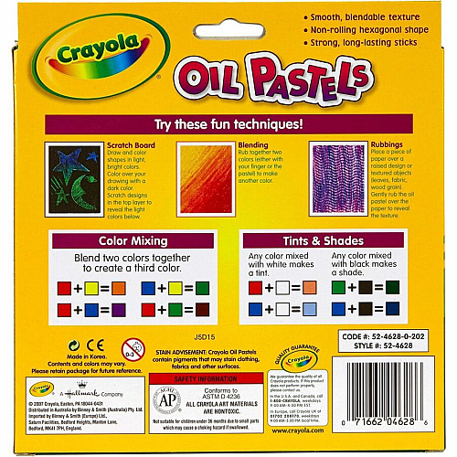 Crayola Jumbo-sized Oil Pestels Apricot, Black, Blue, Green Blue, Blue-violet, Brown, Gray, Green, Metallic Silver, Orange, Peach, ... - 28 / Set (524628)