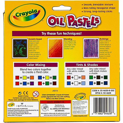 Crayola Jumbo-sized Oil Pestels Apricot, Black, Blue, Green Blue, Blue-violet, Brown, Gray, Green, Metallic Silver, Orange, Peach, ... - 28 / Set (524628)