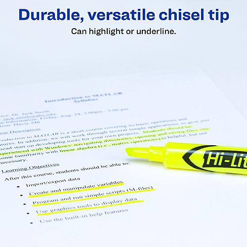 Avery&reg; Desk-Style Highlighters Chisel Marker Point - Fluorescent Yellow Ink - Water Based - 2 / Pack (24081)