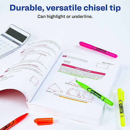 Avery&reg; Pen-Style, Assorted Colors, 4 Count Chisel Marker Point - Washable - Fluorescent Yellow, Fluorescent Pink, Fluorescent Orange, Fluorescent Green Ink - Water Based - Fluorescent Yellow, Fluorescent Pink, Fluorescent Orange, Fluorescent G (23545)
