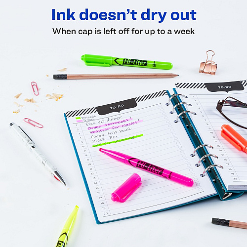 Avery&reg; Pen-Style, Assorted Colors, 4 Count Chisel Marker Point - Washable - Fluorescent Yellow, Fluorescent Pink, Fluorescent Orange, Fluorescent Green Ink - Water Based - Fluorescent Yellow, Fluorescent Pink, Fluorescent Orange, Fluorescent G (23545)