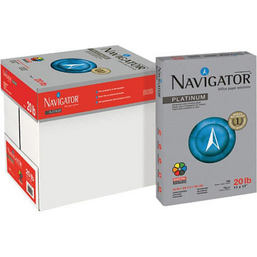 Navigator Platinum Superior Productivity Multipurpose Paper - Silky Touch - White 99 Brightness - 93% Opacity - 11" x 17" - 20 lb Basis Weight - Smooth - Jam-free, Chlorine-free - Bright White - 500 Sheets per Ream - 5 / Carton (NPL1720)