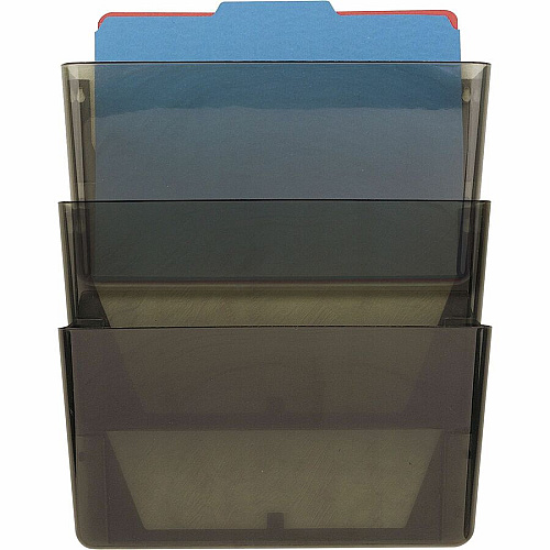 Officemate Mountable Wall File, Smoke, 3PK 14.50" Height x 13" Width x 4.12" Depth - Smoke - Plastic - 3 / Box (21421)