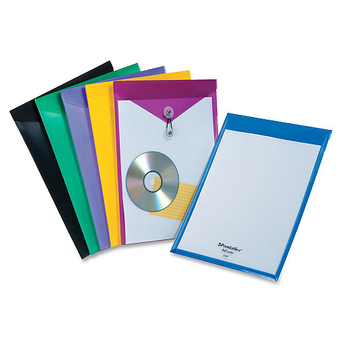 Pendaflex ViewFront Letter Vinyl File Pocket 8 1/2" x 11" - Poly - Blue, Black, Yellow, Purple, Green, Magenta - Flap, Elastic Closure, Button Closure, Water Resistant - 1 Each (52888)