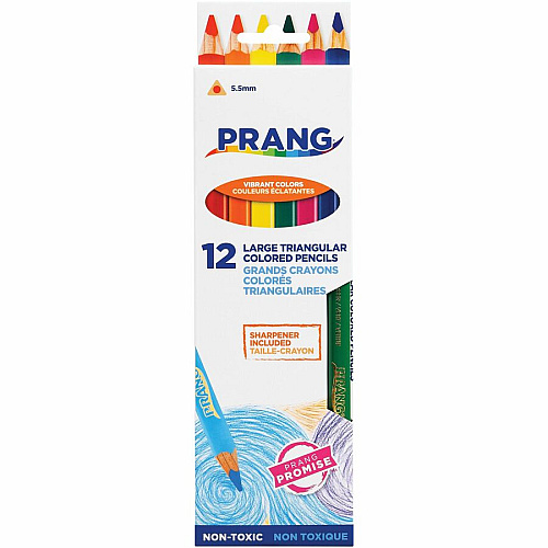 Prang Dixon Triangular Woodcase Pencil 5.5 mm Assorted Lead - Assorted Wood Barrel - 12 / Set (25120)