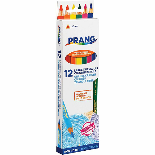 Prang Dixon Triangular Woodcase Pencil 5.5 mm Assorted Lead - Assorted Wood Barrel - 12 / Set (25120)