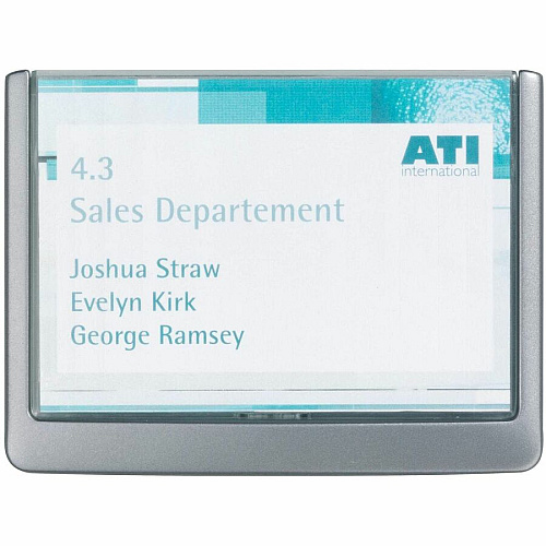 DURABLE CLICK SIGN Holder for Interior Walls 5.9" Width x 5.1" Height x 0.6" Depth - Rectangular Shape - Door-mountable, Surface-mountable, Wall Mountable - Indoor - Acrylic, Plastic - Clear, Graphite - 1 Each (486137)