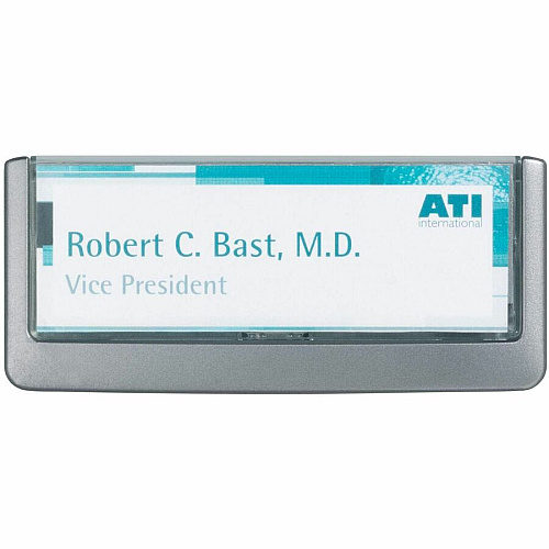 DURABLE CLICK SIGN 149x52.5 mm 5.9" Width x 2.1" Height x 0.6" Depth - Rectangular Shape - Door-mountable, Surface-mountable, Wall Mountable - Indoor - Acrylic, Plastic - Clear, Graphite - 1 Each (486037)