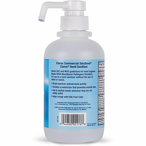 Clorox Commercial Solutions Hand Sanitizer 16.91 fl oz - Pump Bottle Dispenser - Kill Germs - Hand - Bleach-free, Non-sticky, Non-greasy - 1 Each (02176)