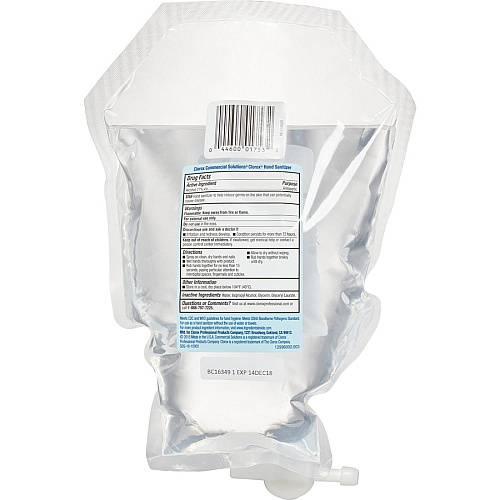 Clorox Commercial Solutions Hand Sanitizer Refill 1.06 quart - Kill Germs - Hand - Moisturizing - Clear - Bleach-free, Non-sticky, Non-greasy - 6 / Carton (01753)