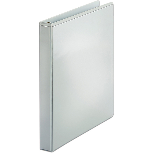 Business Source Standard View Round Ring Binder 1" Binder Capacity - Letter - 8 1/2" x 11" Sheet Size - 225 Sheet Capacity - 3 x Round Ring Fastener(s) - 2 Internal Pocket(s) - White - 8 oz - Concealed Rivet, Non Locking Mechanism, Clear Overla (BSN09981)