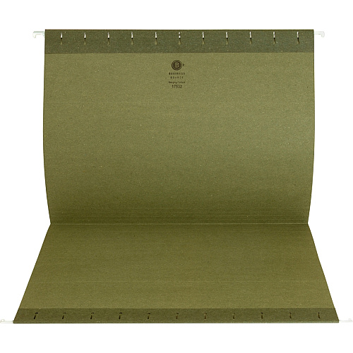Business Source 1/3 Tab Cut Letter Recycled Hanging Folder 8 1/2" x 11" - 11 pt. - Standard Green - Acid-free - 100% Recycled - 25 / Box (BSN17532)