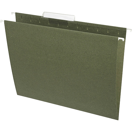 Business Source 1/3 Tab Cut Letter Recycled Hanging Folder 8 1/2" x 11" - 11 pt. - Standard Green - Acid-free - 100% Recycled - 25 / Box (BSN17532)