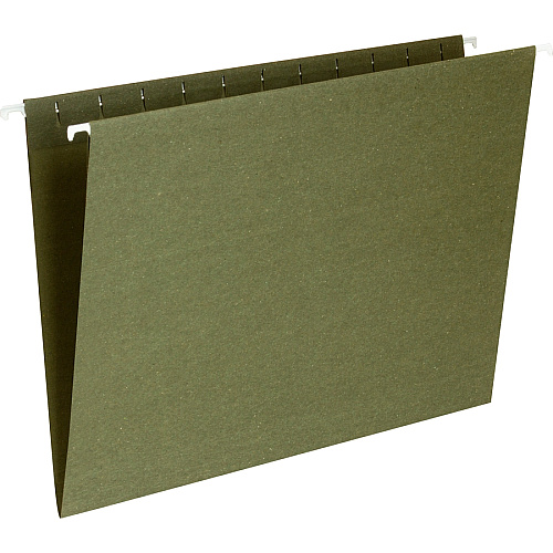 Business Source 1/3 Tab Cut Letter Recycled Hanging Folder 8 1/2" x 11" - 11 pt. - Standard Green - Acid-free - 100% Recycled - 25 / Box (BSN17532)