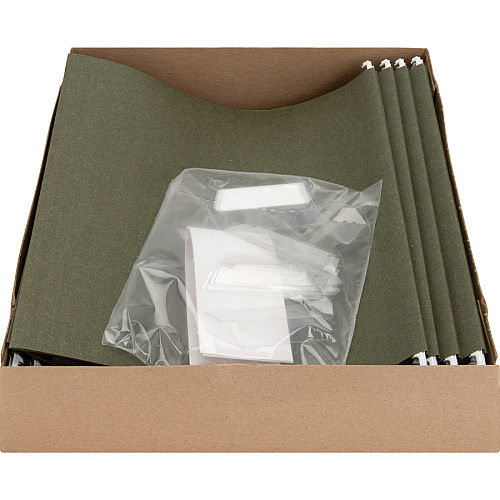 Business Source 1/5 Tab Cut Letter Recycled Hanging Folder 8 1/2" x 11" - 11 pt. - Green - Acid-free - 100% Recycled - 25 / Box (BSN17533)