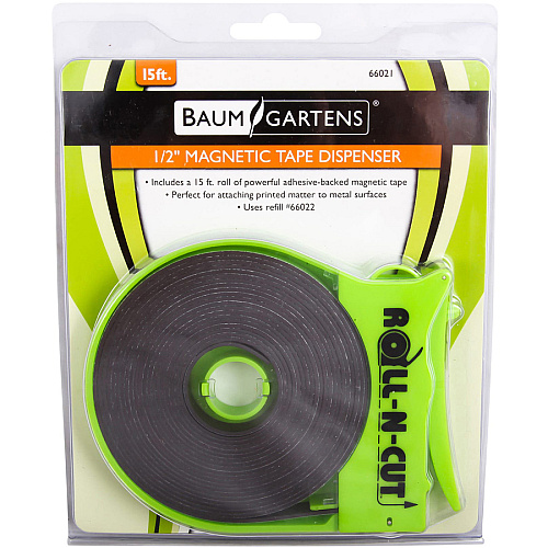 Baumgartens Zeus Magnetic Tape with Self-Cutting Dispenser 15 ft Length x 0.50" Width - Black - Adhesive Backing - Dispenser Included - Cutter Edge Dispenser - For Calendar, Mount Picture/Poster, Sign, Photo, Art, Crafting, Project, Picture, Busin (66021)