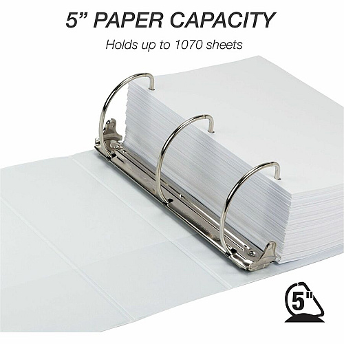 Samsill Earth's Choice Plant-based Durable View Binder 5" Binder Capacity - Letter - 8 1/2" x 11" Sheet Size - 1070 Sheet Capacity - Fastener(s): D-Ring - Pocket(s): 2 - Plastic, Chipboard - White - 1.76 lb - Recycled - Archival-safe, Clear Overla (16907)