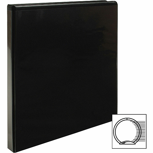 Business Source Round-ring View Binder 1/2" Binder Capacity - Letter - 8 1/2" x 11" Sheet Size - 125 Sheet Capacity - Fastener(s): Round Ring - Pocket(s): 2, Internal - Polypropylene - Black - Wrinkle-free, Gap-free Ring, Clear Overlay, Non Loc (BSN09950)