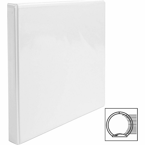 Business Source Round-ring View Binder 1/2" Binder Capacity - Letter - 8 1/2" x 11" Sheet Size - 125 Sheet Capacity - Fastener(s): Round Ring - Pocket(s): 2, Internal - Polypropylene - White - Wrinkle-free, Gap-free Ring, Clear Overlay, Non Loc (BSN09951)