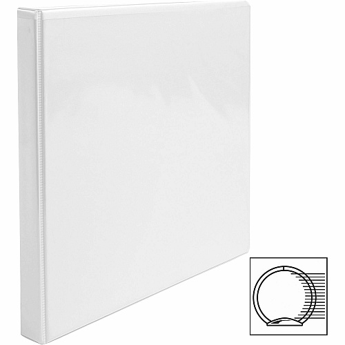 Business Source Round-ring View Binder 1/2" Binder Capacity - Letter - 8 1/2" x 11" Sheet Size - 125 Sheet Capacity - Fastener(s): Round Ring - Pocket(s): 2, Internal - Polypropylene - White - Wrinkle-free, Gap-free Ring, Clear Overlay, Non Loc (BSN09951)