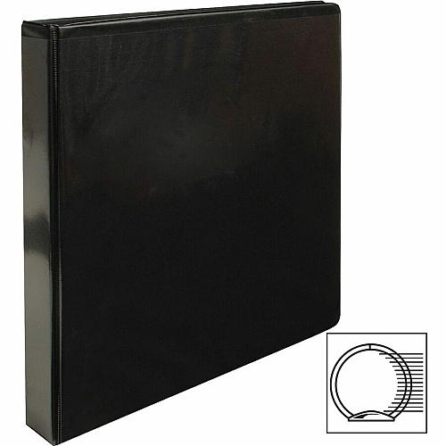 Business Source Round-ring View Binder 1" Binder Capacity - Letter - 8 1/2" x 11" Sheet Size - 225 Sheet Capacity - Fastener(s): Round Ring - Pocket(s): 2, Internal - Polypropylene, Chipboard - Black - Wrinkle-free, Gap-free Ring, Clear Overlay (BSN09952)