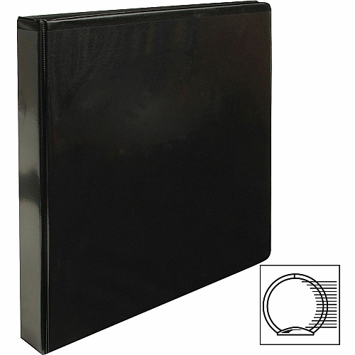Business Source Round-ring View Binder 1" Binder Capacity - Letter - 8 1/2" x 11" Sheet Size - 225 Sheet Capacity - Fastener(s): Round Ring - Pocket(s): 2, Internal - Polypropylene, Chipboard - Black - Wrinkle-free, Gap-free Ring, Clear Overlay (BSN09952)