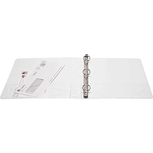 Business Source Round-ring View Binder 1" Binder Capacity - Letter - 8 1/2" x 11" Sheet Size - 225 Sheet Capacity - Fastener(s): Round Ring - Pocket(s): 2, Internal - Polypropylene, Chipboard - White - Wrinkle-free, Gap-free Ring, Clear Overlay (BSN09953)