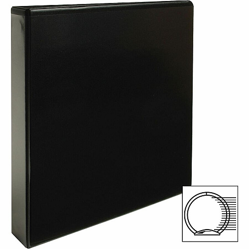 Business Source Round-ring View Binder 1 1/2" Binder Capacity - Letter - 8 1/2" x 11" Sheet Size - 350 Sheet Capacity - Fastener(s): Round Ring - Pocket(s): 2, Internal - Polypropylene, Chipboard - Black - Wrinkle-free, Gap-free Ring, Clear Ove (BSN09954)