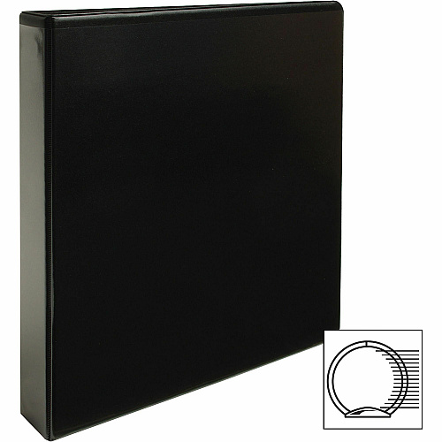 Business Source Round-ring View Binder 1 1/2" Binder Capacity - Letter - 8 1/2" x 11" Sheet Size - 350 Sheet Capacity - Fastener(s): Round Ring - Pocket(s): 2, Internal - Polypropylene, Chipboard - Black - Wrinkle-free, Gap-free Ring, Clear Ove (BSN09954)