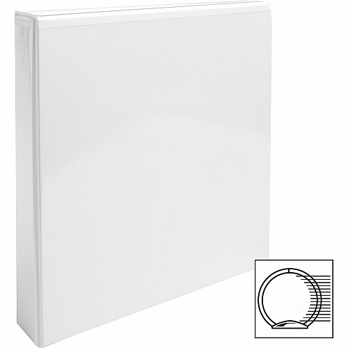 Business Source Round-ring View Binder 1 1/2" Binder Capacity - Letter - 8 1/2" x 11" Sheet Size - 350 Sheet Capacity - Fastener(s): Round Ring - Pocket(s): 2, Internal - Polypropylene, Chipboard - White - Wrinkle-free, Gap-free Ring, Clear Ove (BSN09955)