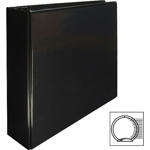 Business Source Round-ring View Binder 3" Binder Capacity - Letter - 8 1/2" x 11" Sheet Size - 625 Sheet Capacity - Fastener(s): Round Ring - Pocket(s): 2, Internal - Polypropylene - Black - Wrinkle-free, Gap-free Ring, Clear Overlay, Non Locki (BSN09958)