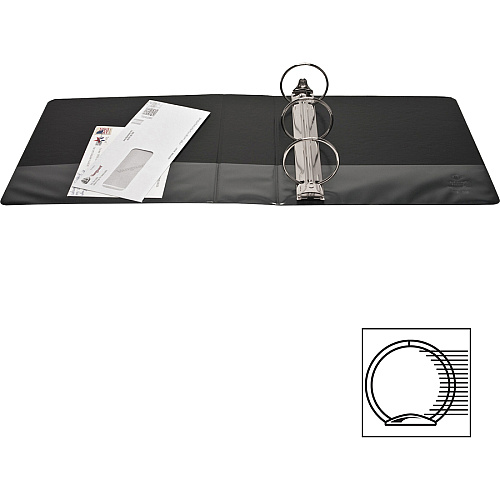Business Source Round-ring View Binder 3" Binder Capacity - Letter - 8 1/2" x 11" Sheet Size - 625 Sheet Capacity - Fastener(s): Round Ring - Pocket(s): 2, Internal - Polypropylene - Black - Wrinkle-free, Gap-free Ring, Clear Overlay, Non Locki (BSN09958)
